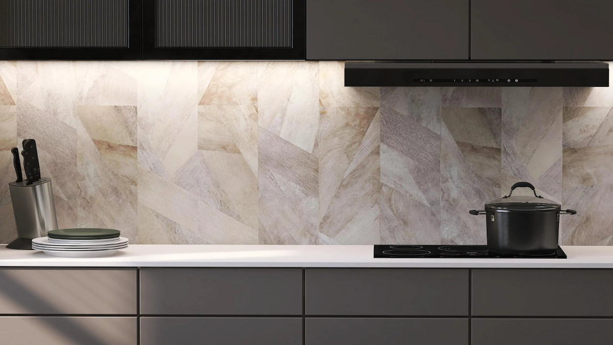 Marble-Patterned Backsplash Tiles